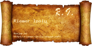 Riemer Ipoly névjegykártya